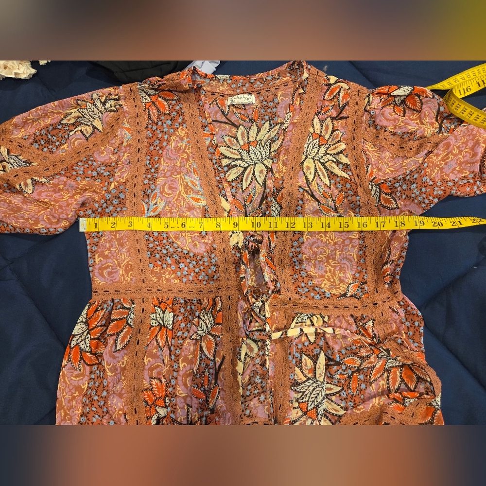 Free People Charlotte Rose Combo Grassland Kimono, Size XS. - Picture 11 of 16